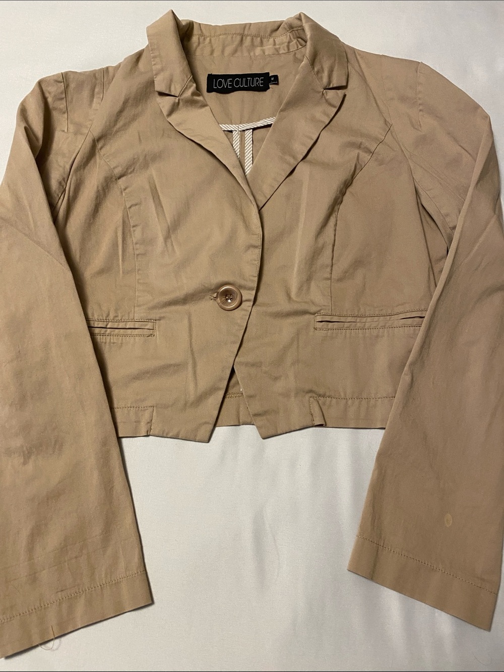 Love Culture Cropped Beige Blazer Jacket Mediu